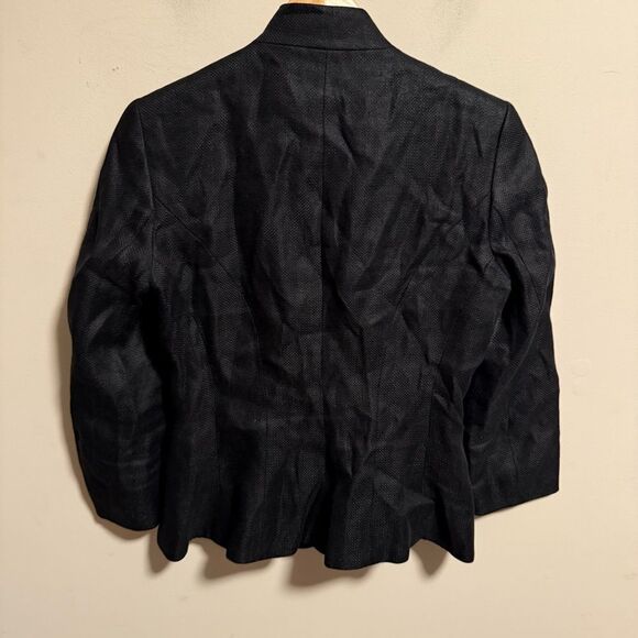 Lauren Ralph Lauren Black 100% Linen Blazer Peplum- Size 2 - Picture 4 of 9